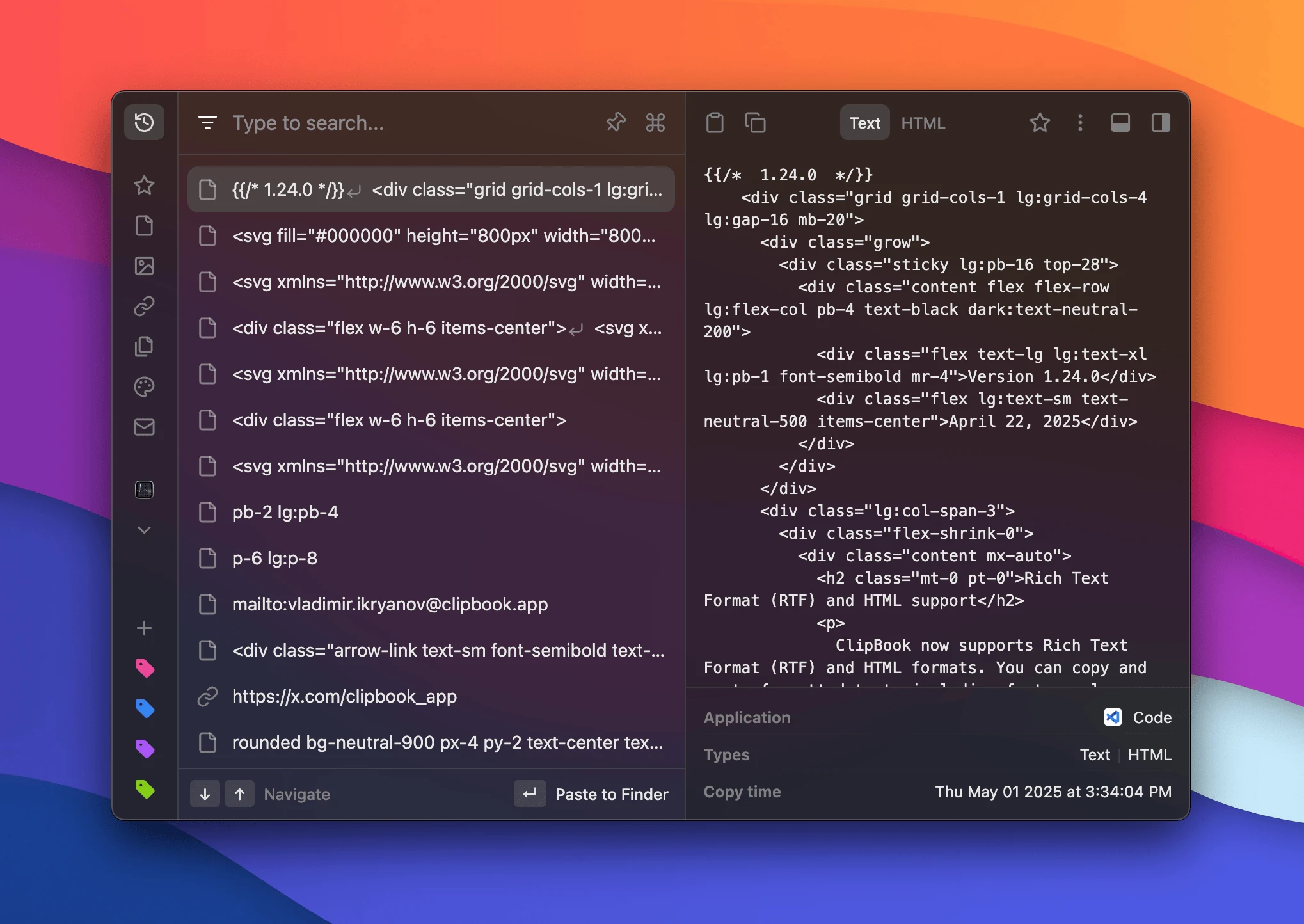 Vibrancy effect in ClipBook clipboard history window