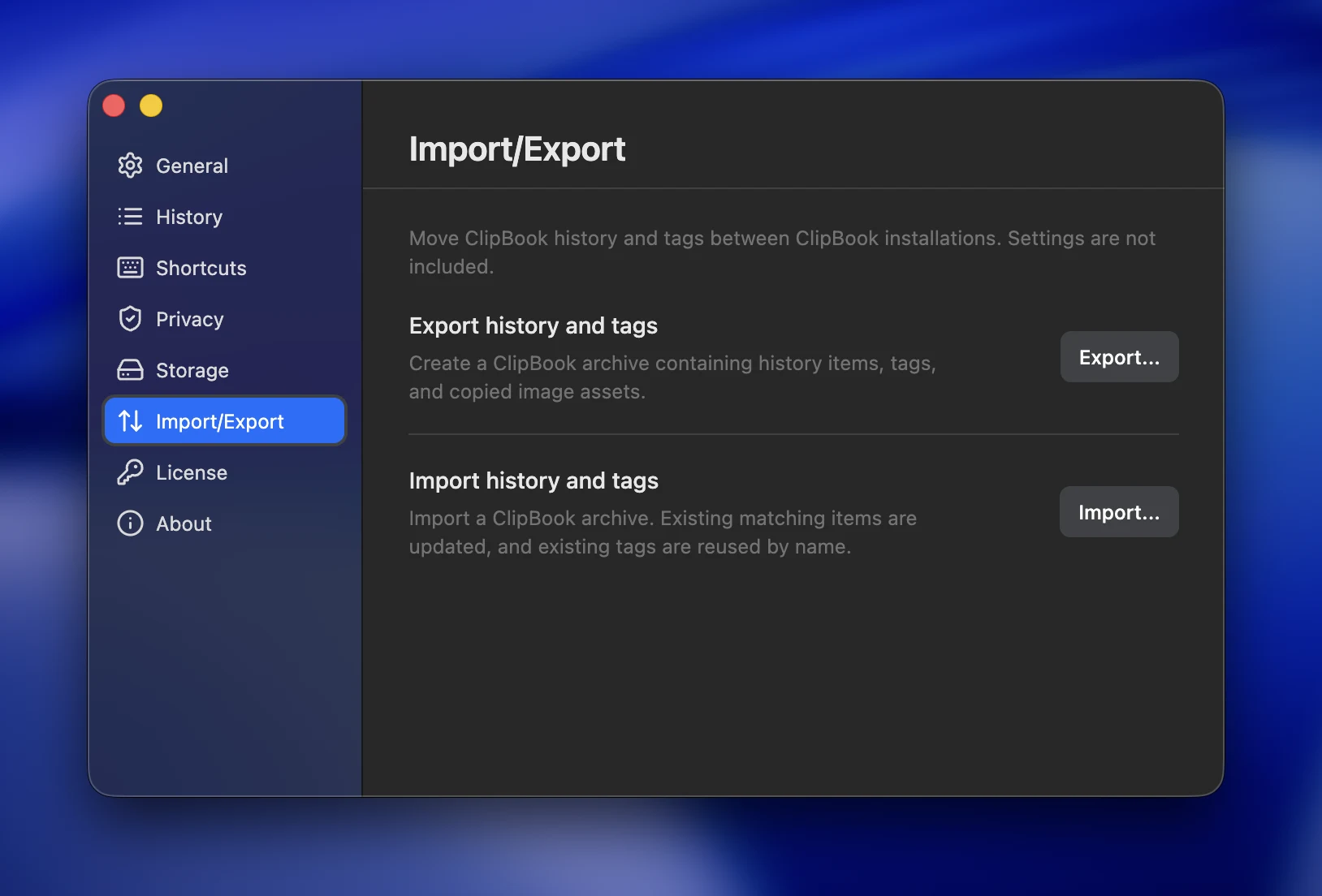 ClipBook: import & export clipboard history