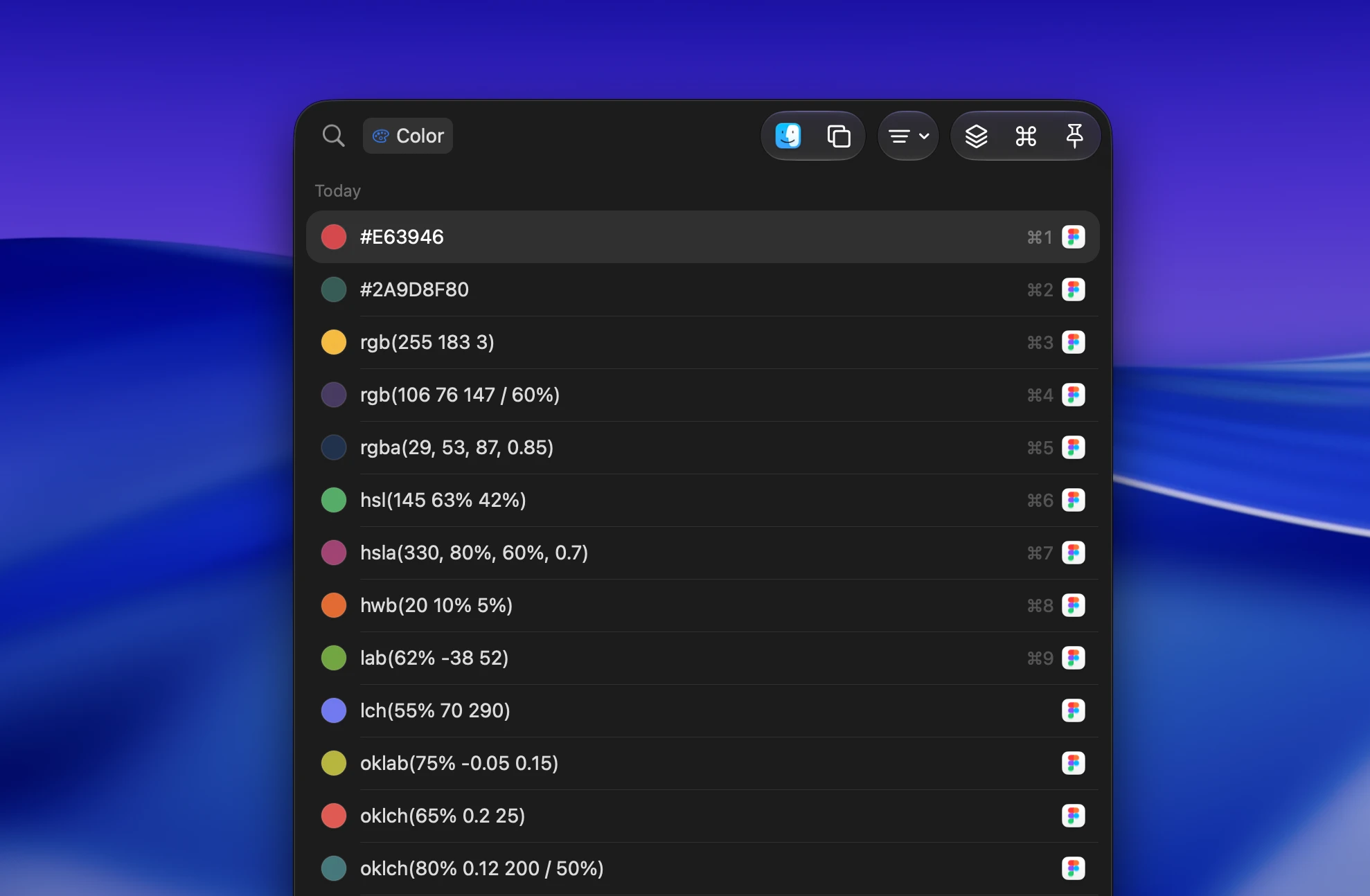 CSS color functions are recognized as colors