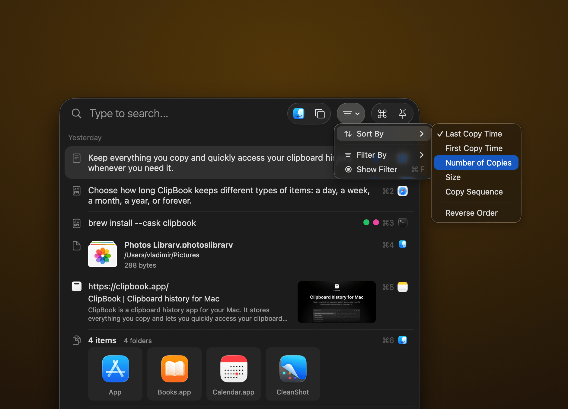 Edit text content of any history item on macOS
