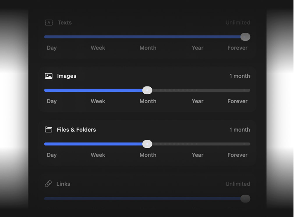 ClipBook window with the appearance options