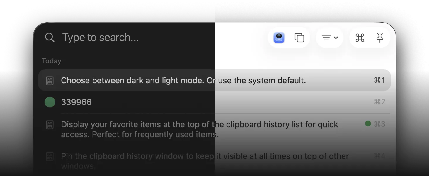 ClipBook window with the appearance options