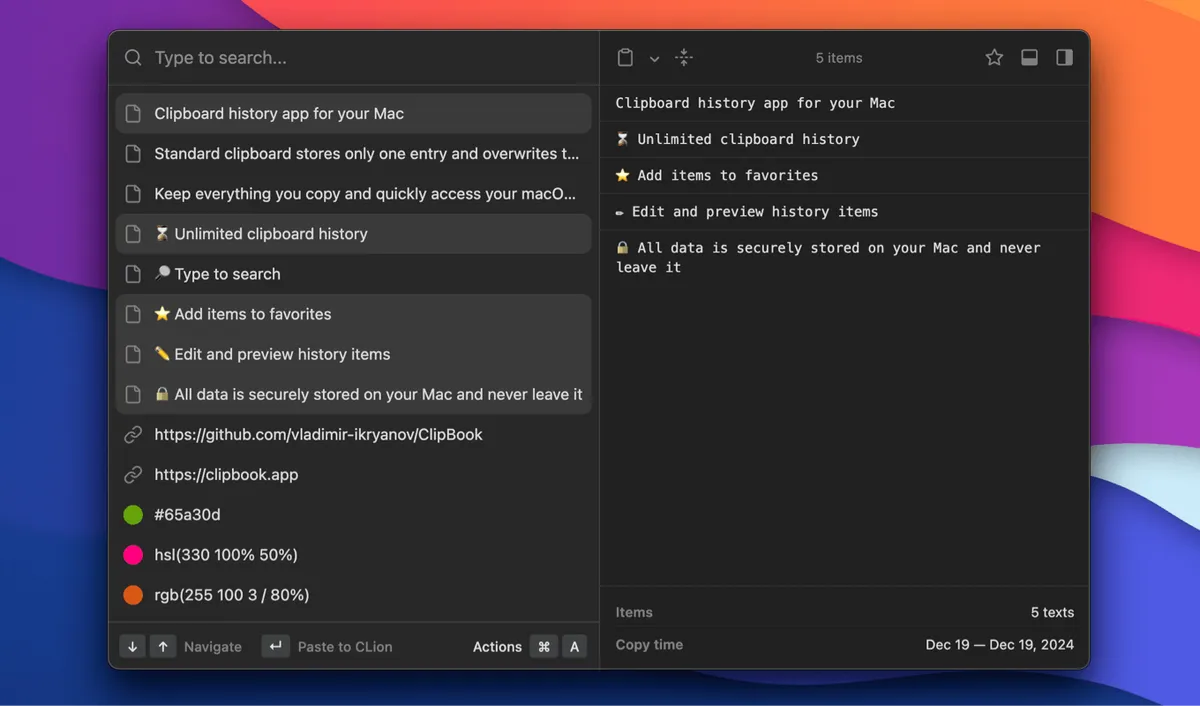 ClipBook 1.13: Paste multiple items at once