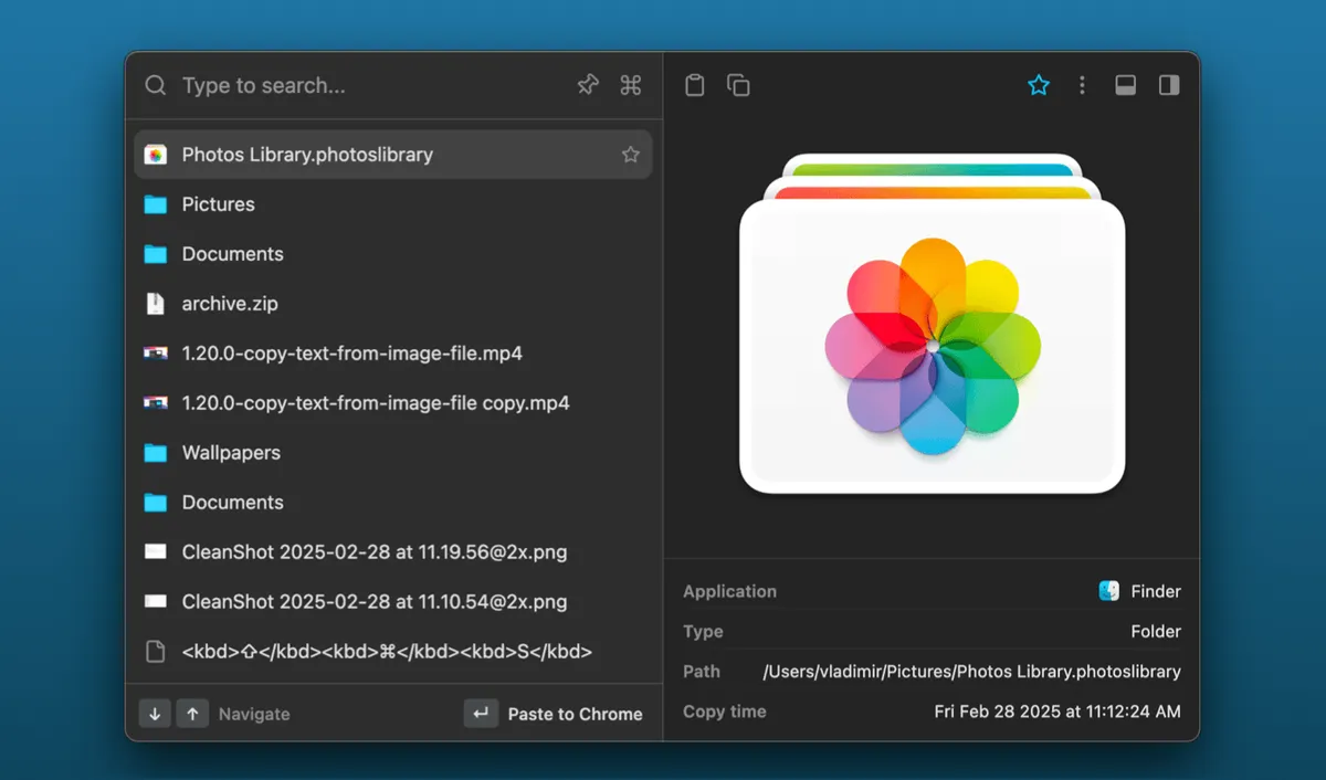 ClipBook 1.20: Files and folders