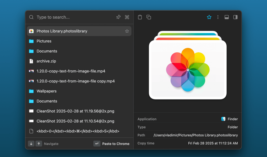 ClipBook 1.20: Files and folders