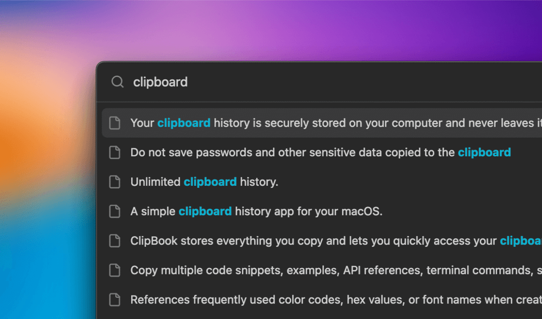 ClipBook 1.7.0: Highlighted search matches and pause