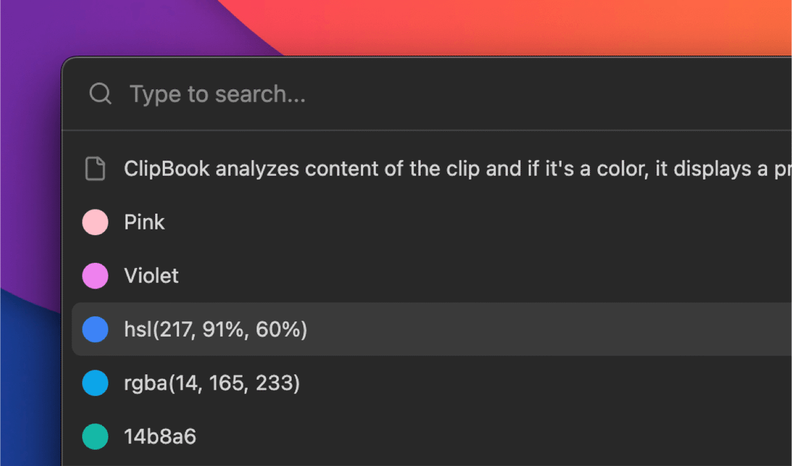 ClipBook 1.8.0: Ignore apps, preview colors, hide app icon from menu bar