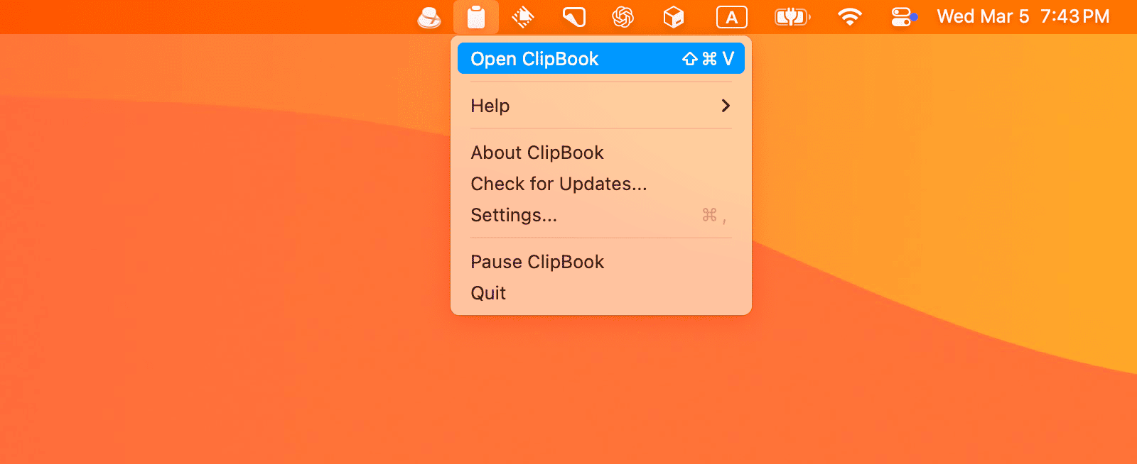 Open ClipBook window