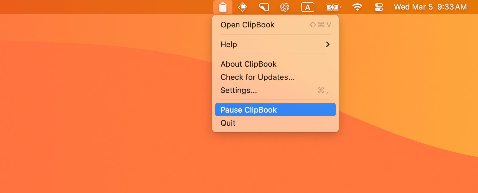 Pause and resume ClipBook