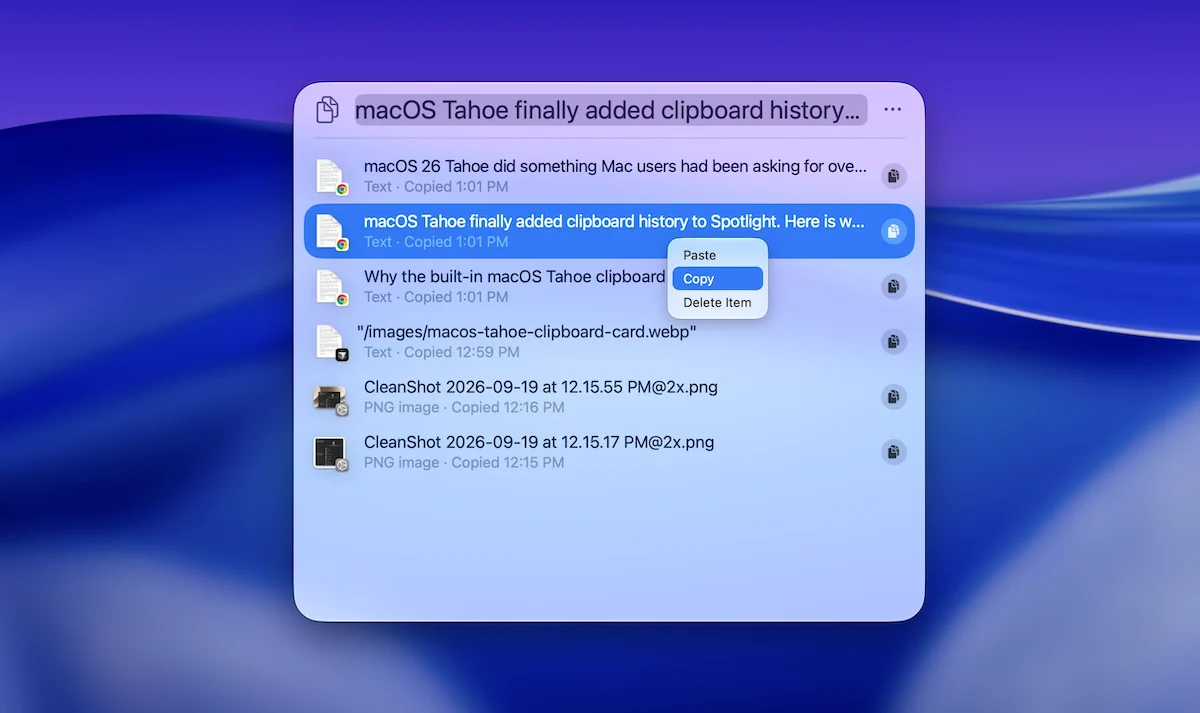 Why the built-in macOS Tahoe clipboard isn't enough