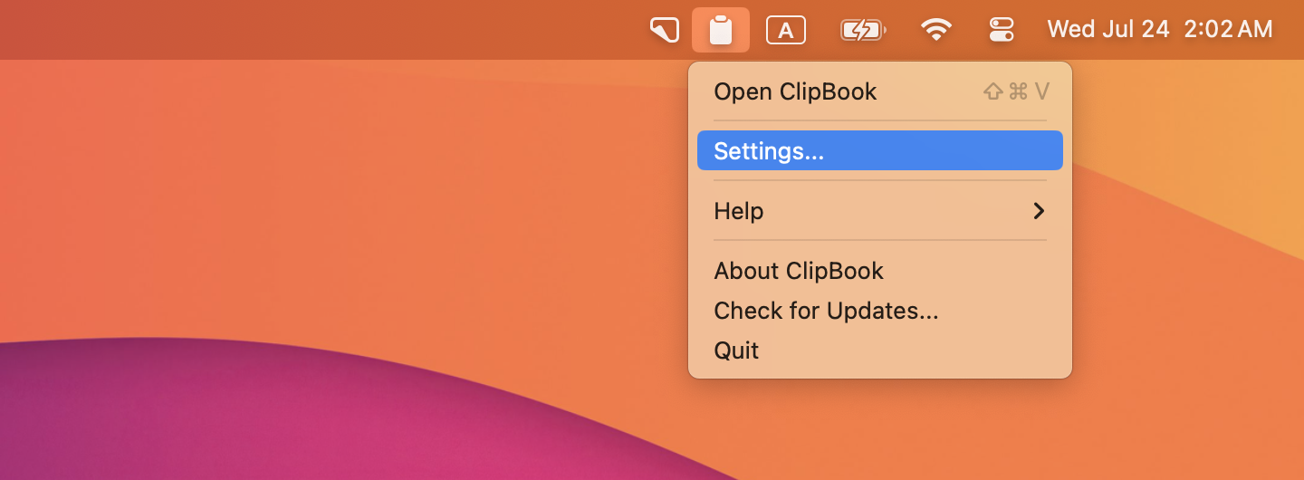 ClipBook Settings dialog