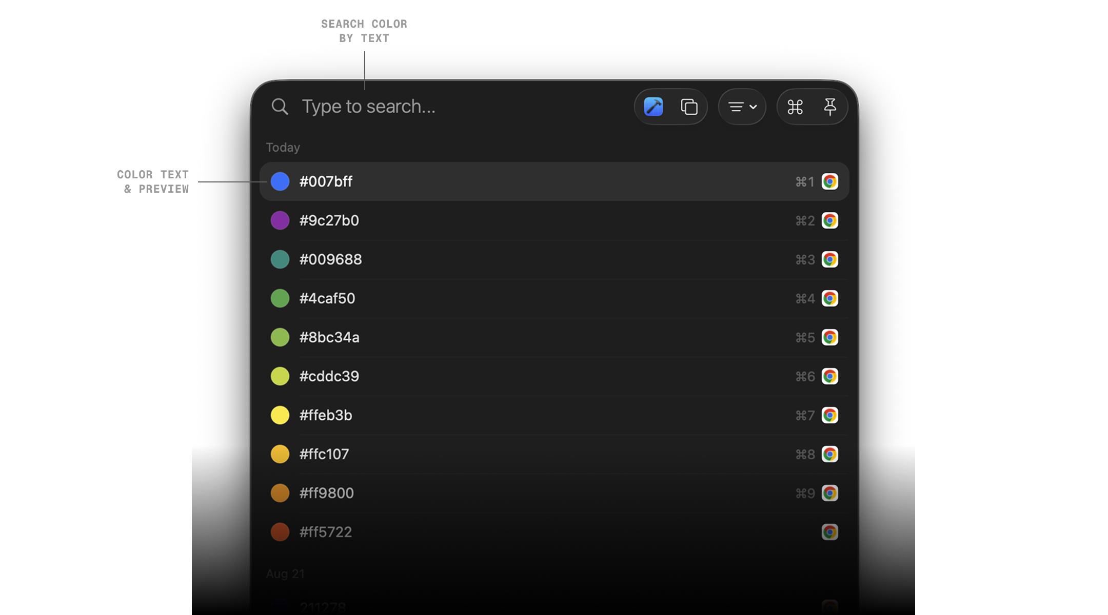 Color item in ClipBook clipboard history