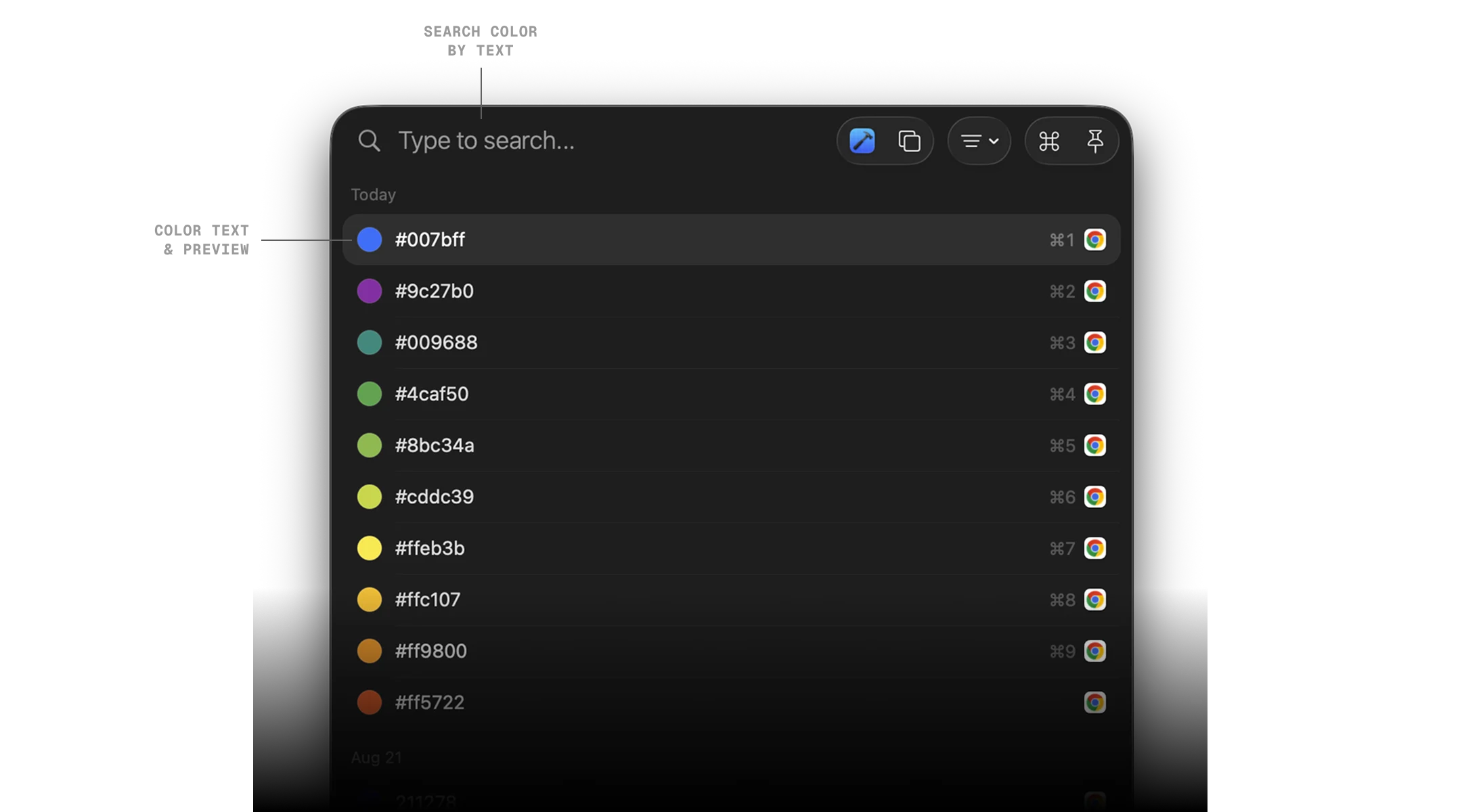 Color item in ClipBook clipboard history